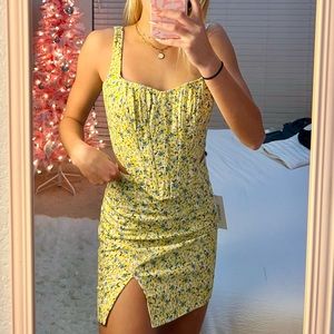 Revolve yellow floral set, top is size small, skirt is size 4